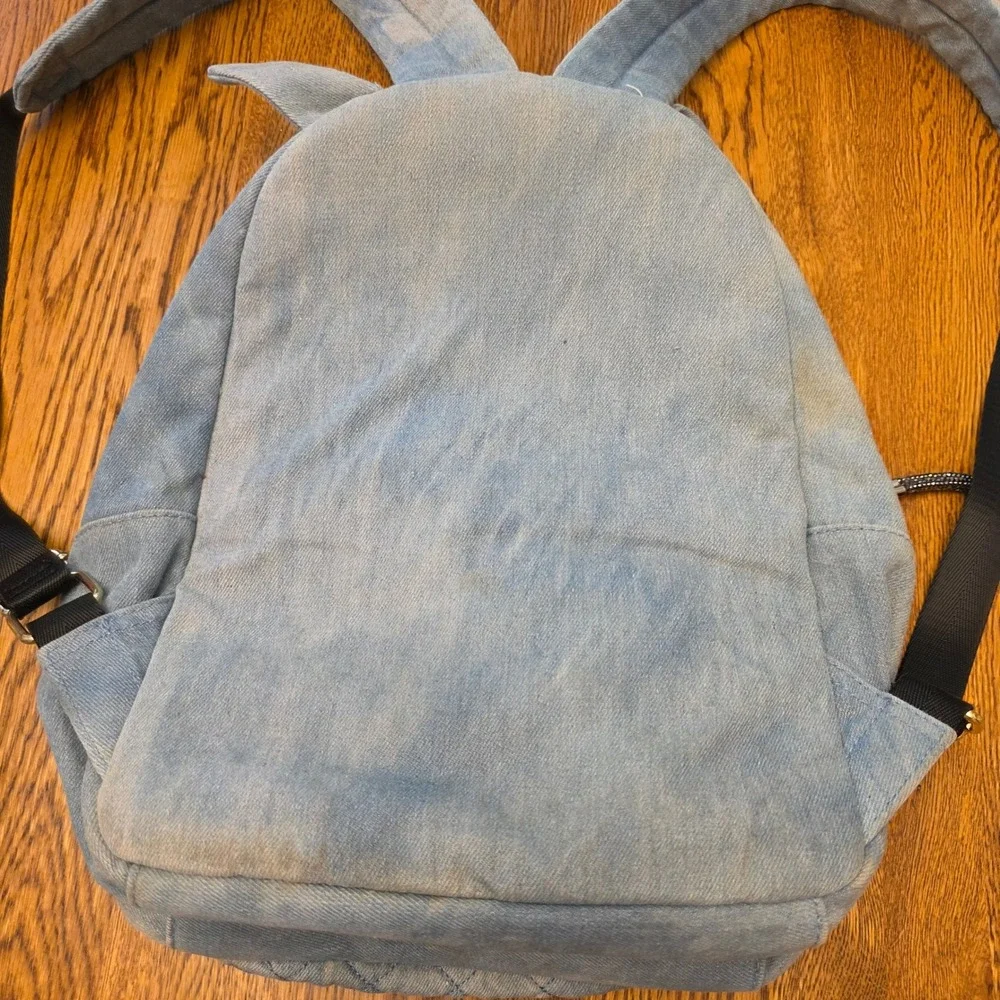 Luv Betsey by Betsey Johnson Denim Patch Backpack Light Blue Quilted Glitter